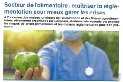 Secteur de l'alimentaire : maîtriser la réglementation pour mieux gérer les crises